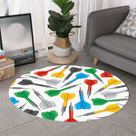 Colorful Darts Pattern Print Round Rug