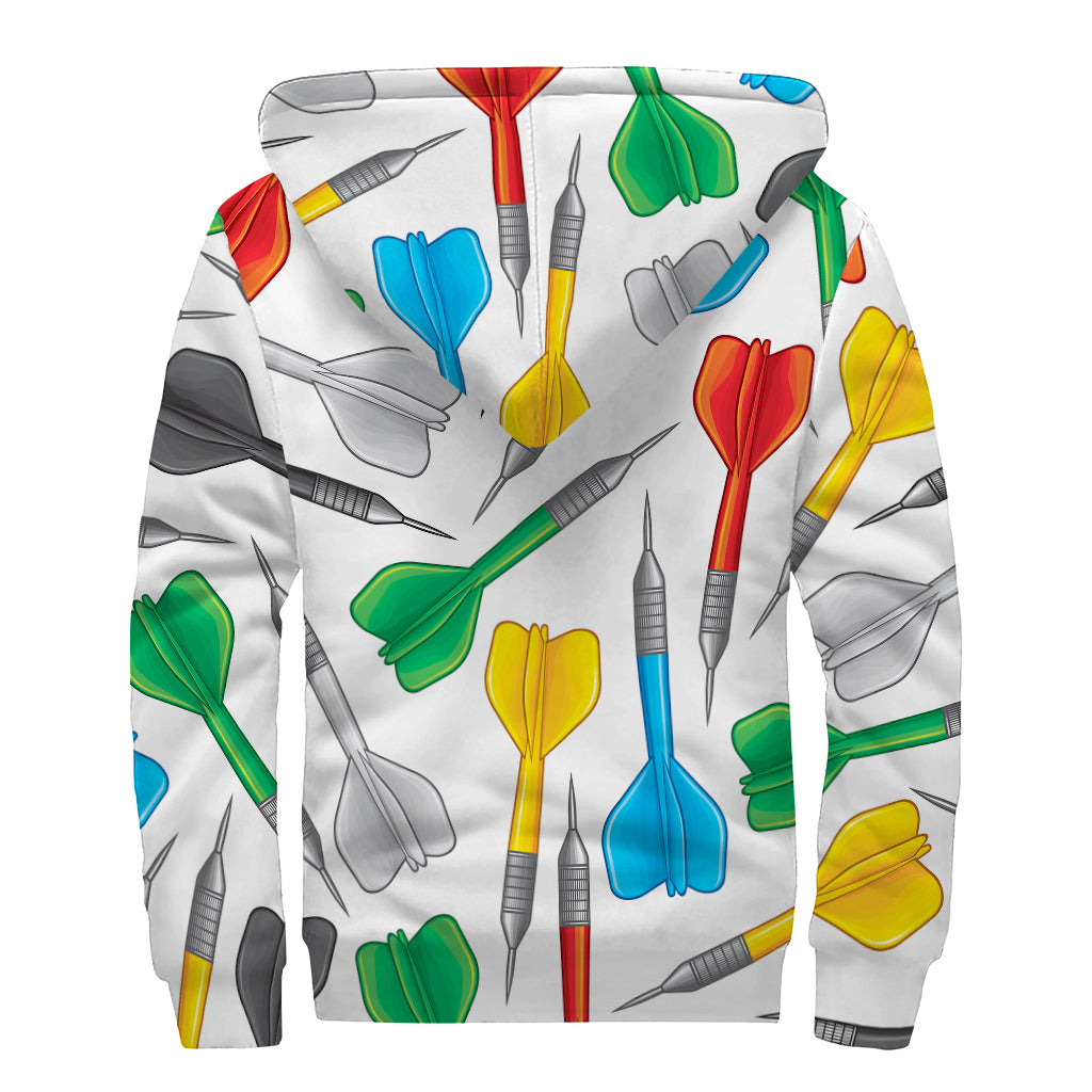 Colorful Darts Pattern Print Sherpa Lined Zip Up Hoodie
