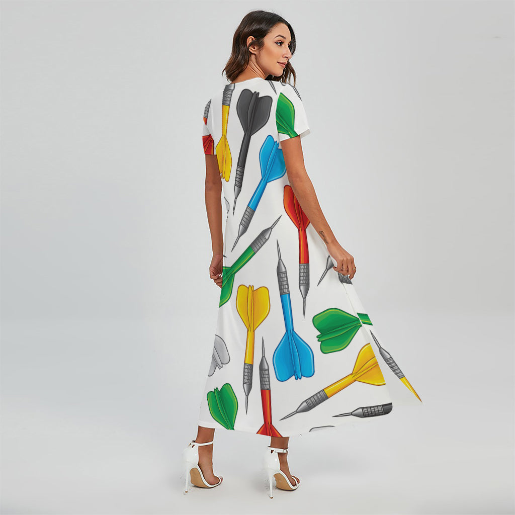 Colorful Darts Pattern Print Short Sleeve Maxi Dress