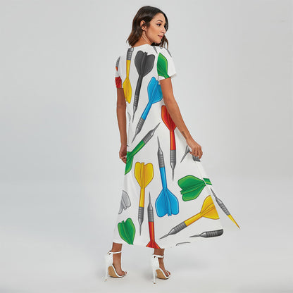 Colorful Darts Pattern Print Short Sleeve Maxi Dress