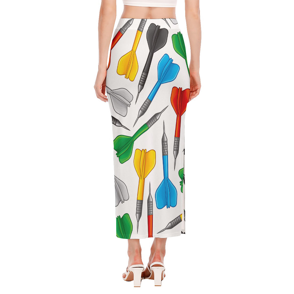 Colorful Darts Pattern Print Side Slit Maxi Skirt