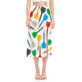 Colorful Darts Pattern Print Side Slit Midi Skirt