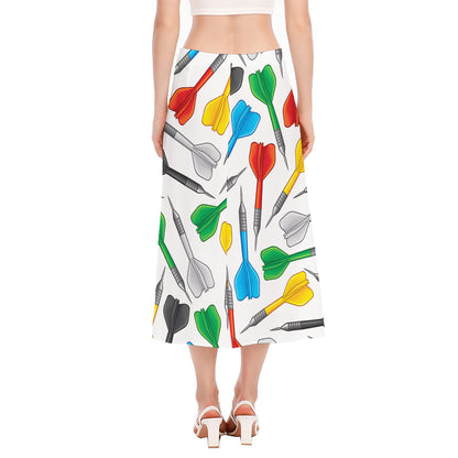 Colorful Darts Pattern Print Side Slit Midi Skirt