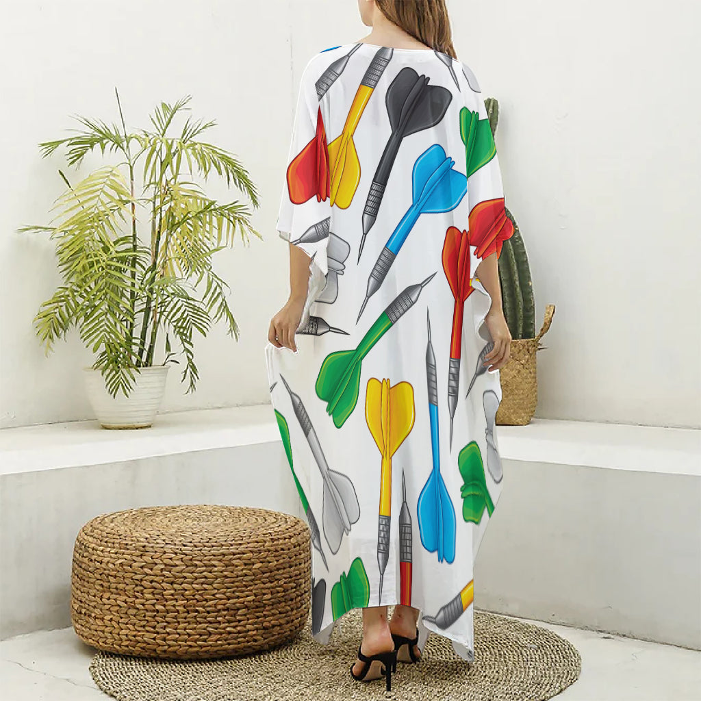 Colorful Darts Pattern Print Silk V-Neck Kaftan Dress