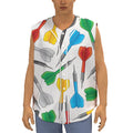 Colorful Darts Pattern Print Sleeveless Baseball Jersey