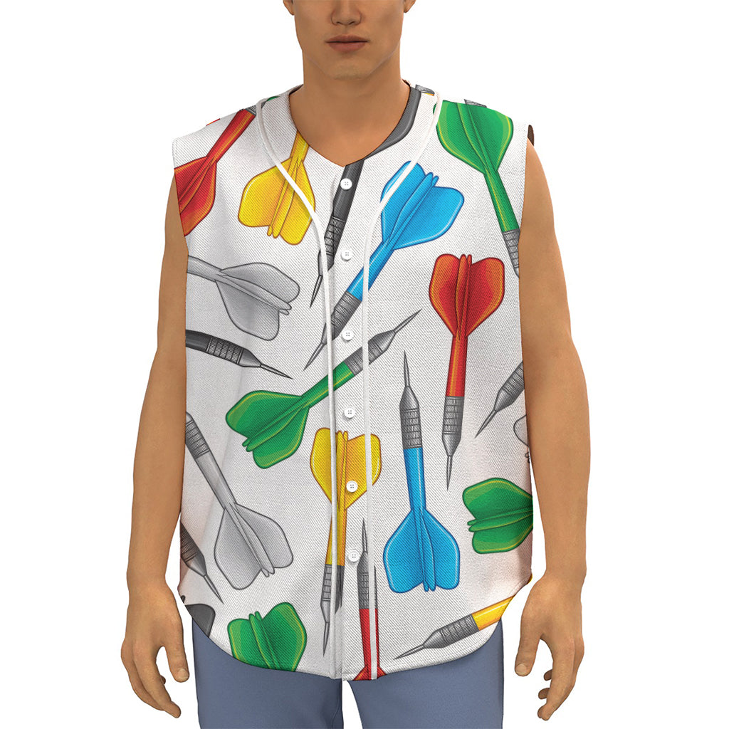 Colorful Darts Pattern Print Sleeveless Baseball Jersey
