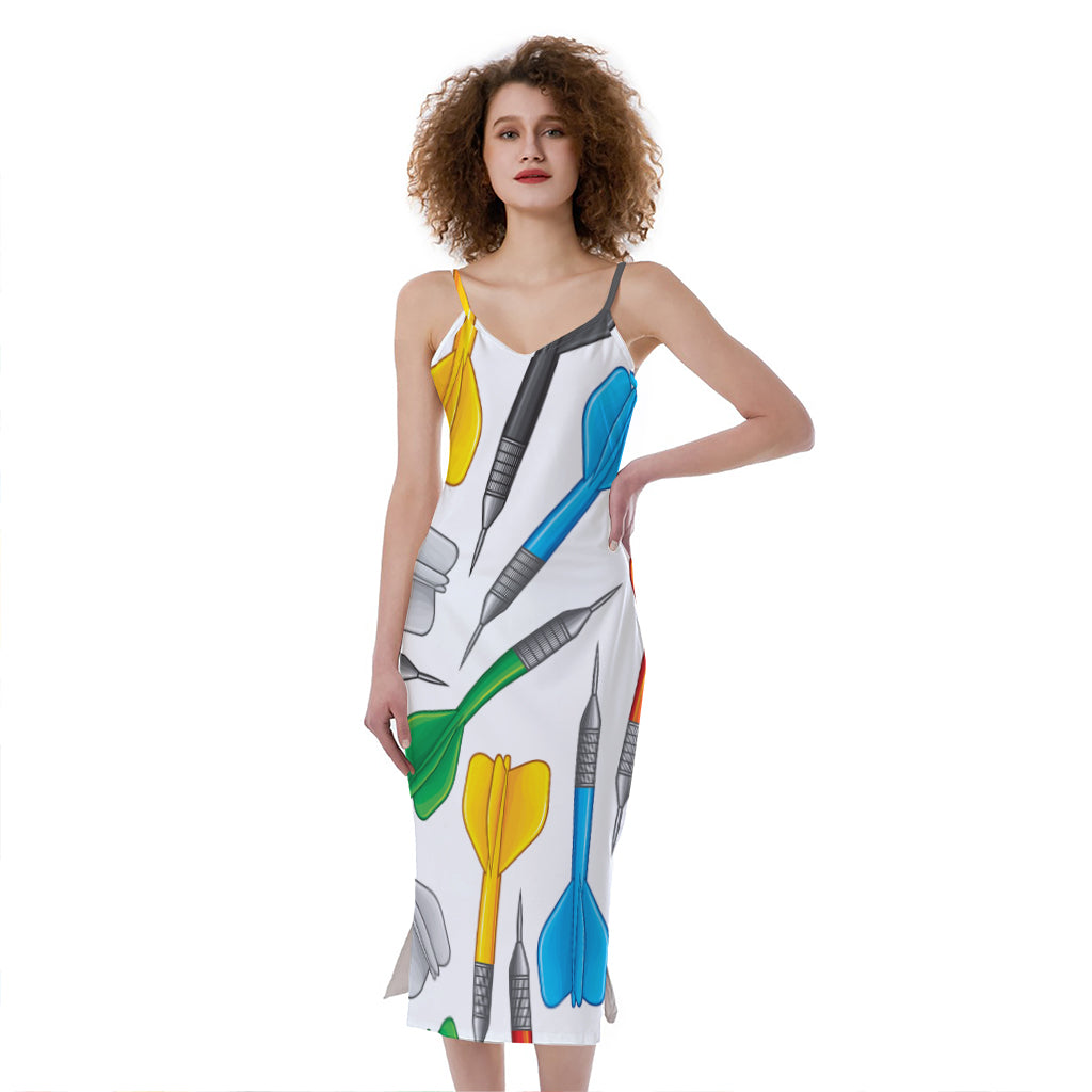 Colorful Darts Pattern Print Slim Fit Midi Cami Dress