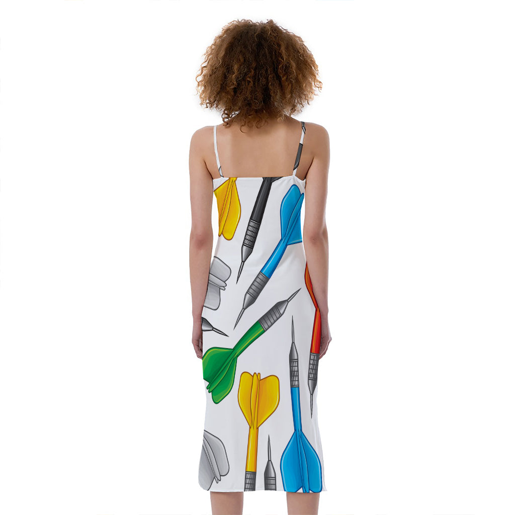 Colorful Darts Pattern Print Slim Fit Midi Cami Dress