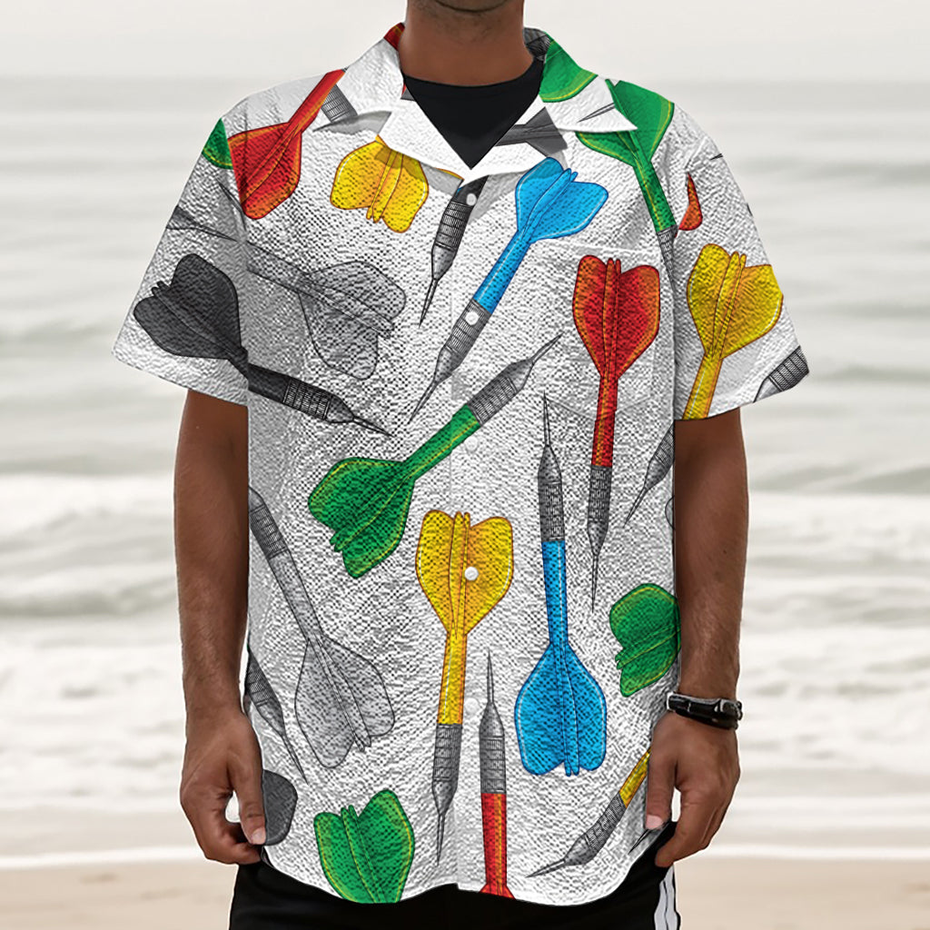 Colorful Darts Pattern Print Textured Short Sleeve Shirt
