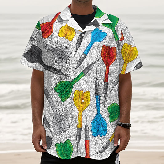 Colorful Darts Pattern Print Textured Short Sleeve Shirt