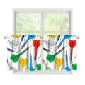Colorful Darts Pattern Print Tier Curtains