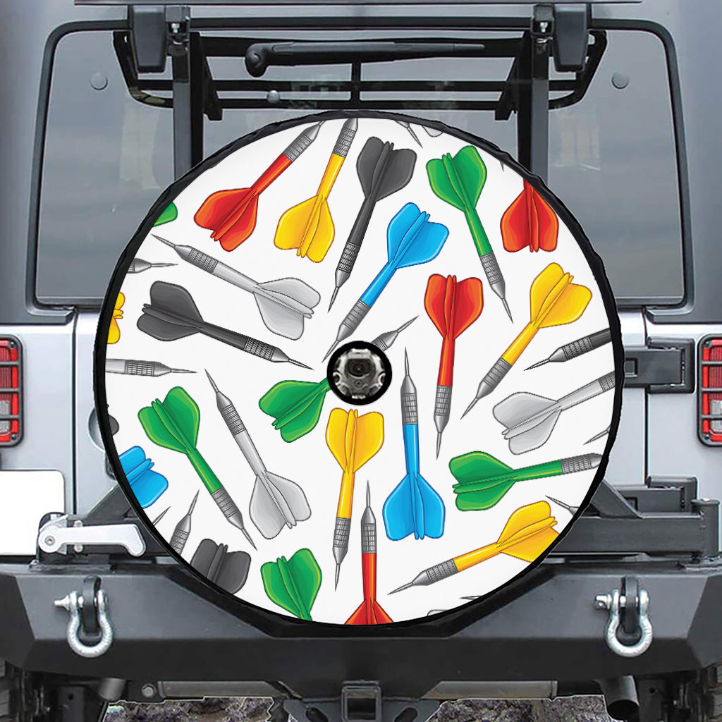 Colorful Darts Pattern Print Tire Cover With Camera Hole