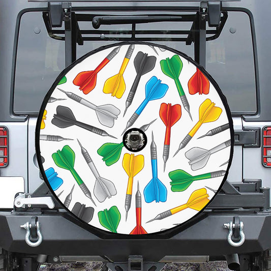 Colorful Darts Pattern Print Tire Cover With Camera Hole
