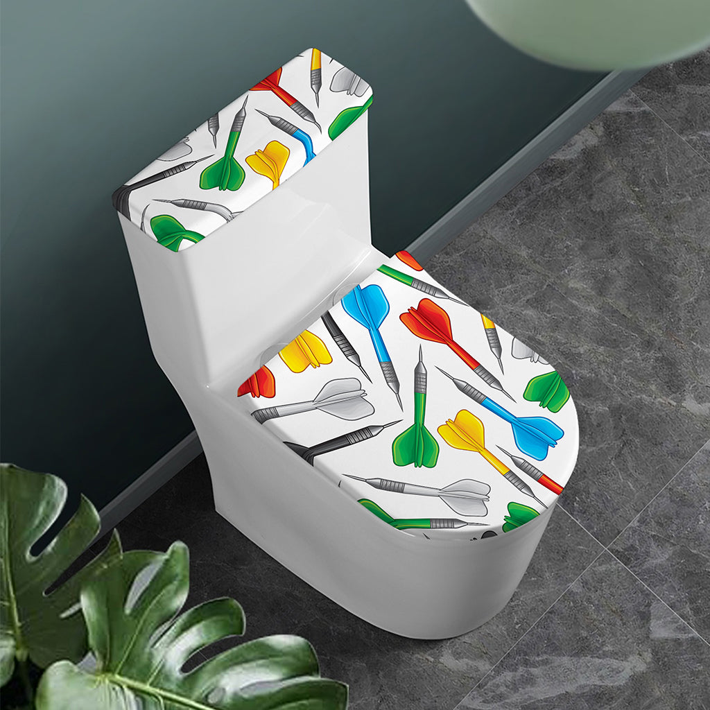 Colorful Darts Pattern Print Toilet Lid And Tank Cover Set