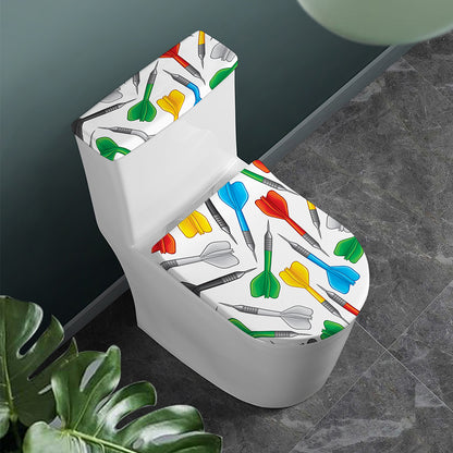 Colorful Darts Pattern Print Toilet Lid And Tank Cover Set