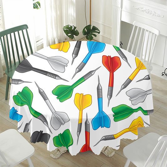 Colorful Darts Pattern Print Waterproof Round Tablecloth