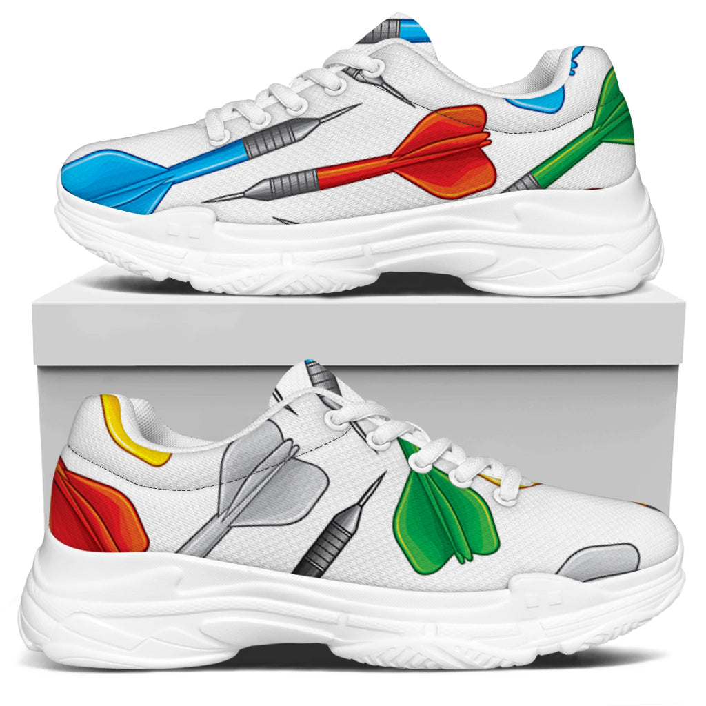 Colorful Darts Pattern Print White Chunky Shoes