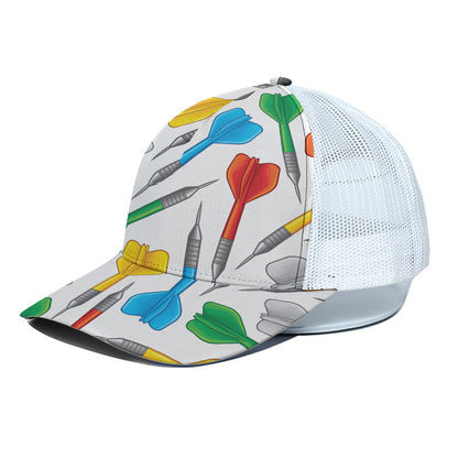 Colorful Darts Pattern Print White Mesh Trucker Cap
