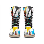 Colorful Darts Pattern Print Winter Boots