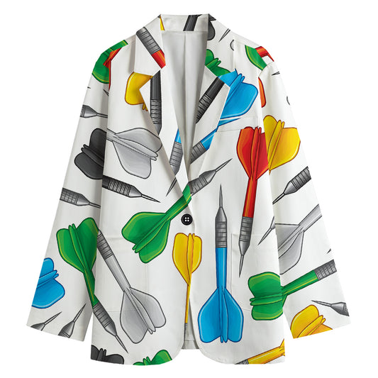 Colorful Darts Pattern Print Women's Cotton Blazer
