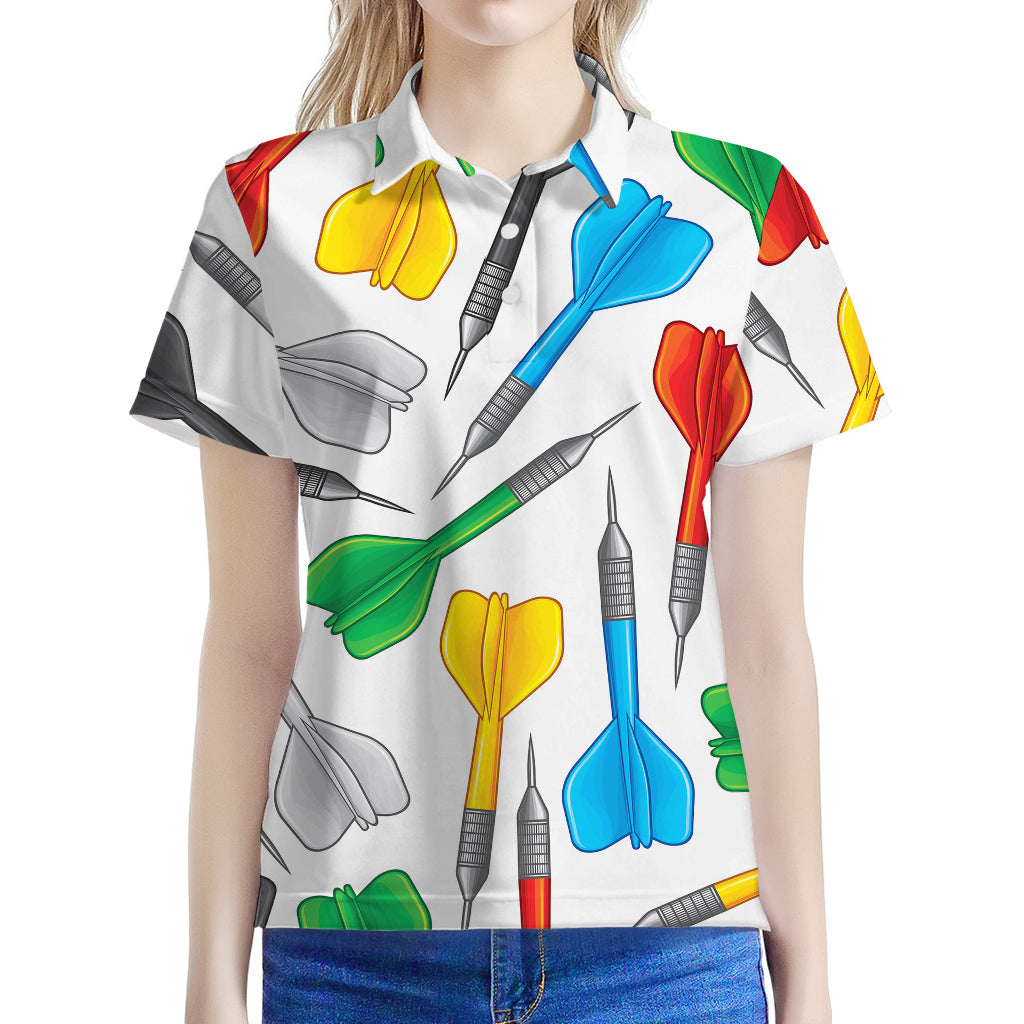 Colorful Darts Pattern Print Women's Polo Shirt