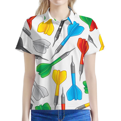 Colorful Darts Pattern Print Women's Polo Shirt
