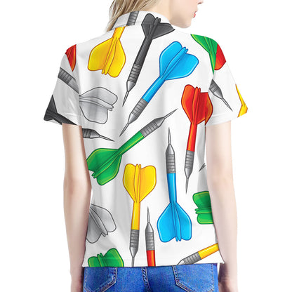 Colorful Darts Pattern Print Women's Polo Shirt