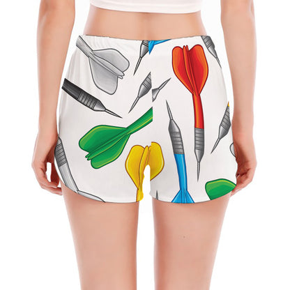 Colorful Darts Pattern Print Women's Split Running Shorts