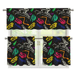 Colorful Dinosaur Fossil Pattern Print 3 Piece Kitchen Curtains