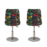 Colorful Dinosaur Fossil Pattern Print Bar Stool Covers