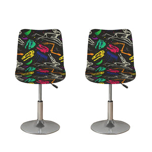 Colorful Dinosaur Fossil Pattern Print Bar Stool Covers