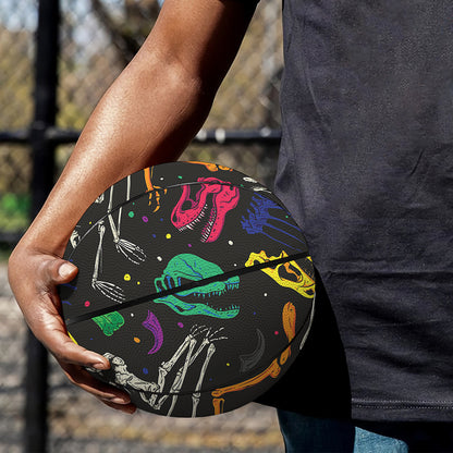Colorful Dinosaur Fossil Pattern Print Basketball