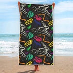 Colorful Dinosaur Fossil Pattern Print Beach Towel