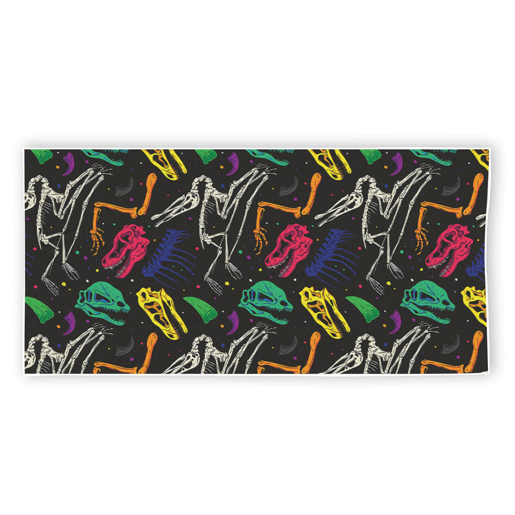 Colorful Dinosaur Fossil Pattern Print Beach Towel