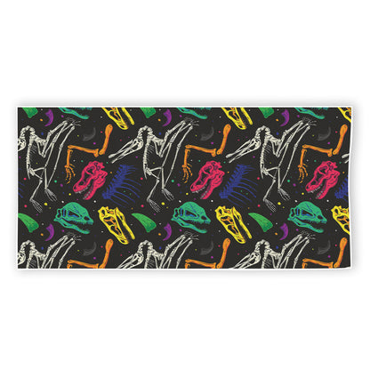 Colorful Dinosaur Fossil Pattern Print Beach Towel