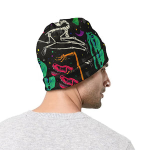 Colorful Dinosaur Fossil Pattern Print Beanie