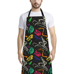 Colorful Dinosaur Fossil Pattern Print Bib Apron With Pocket
