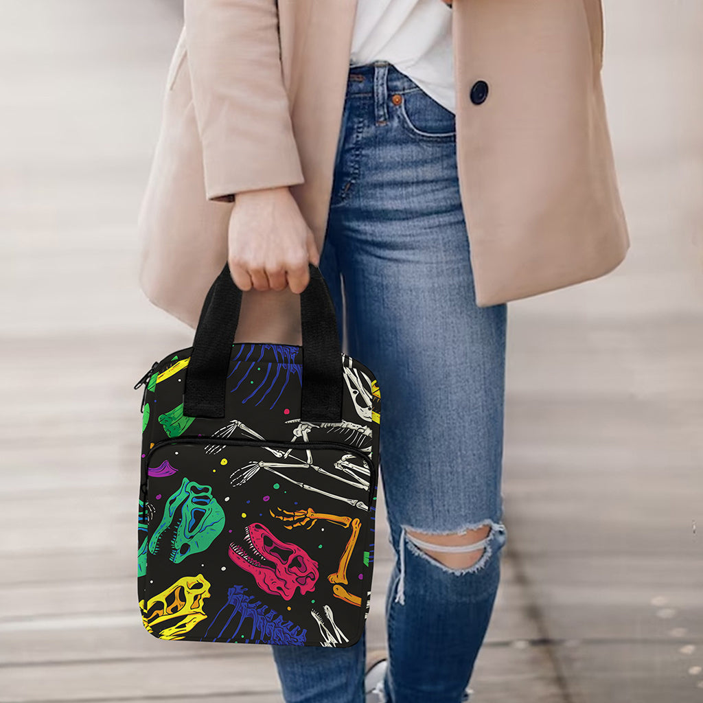 Colorful Dinosaur Fossil Pattern Print Bible Tote Bag