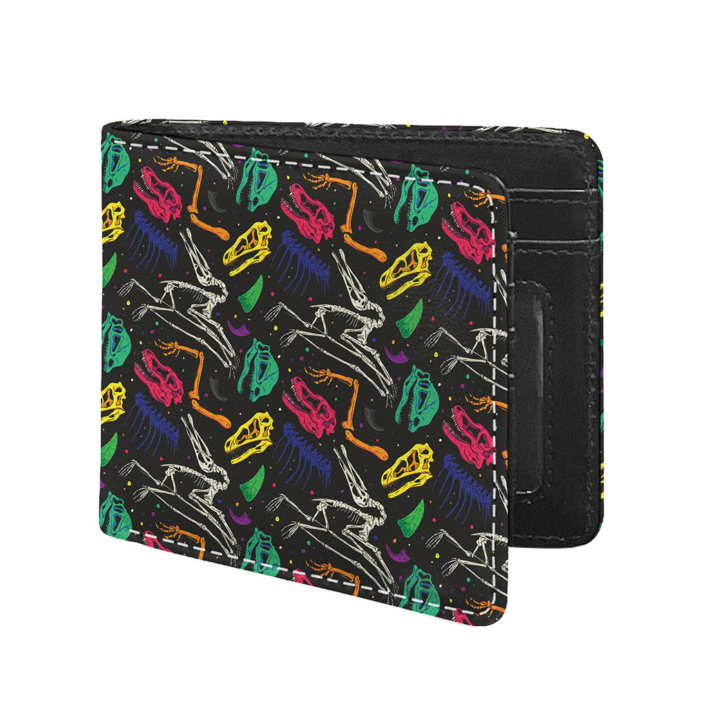 Colorful Dinosaur Fossil Pattern Print Bifold Wallet