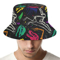 Colorful Dinosaur Fossil Pattern Print Bucket Hat