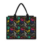 Colorful Dinosaur Fossil Pattern Print Canvas Tote Bag