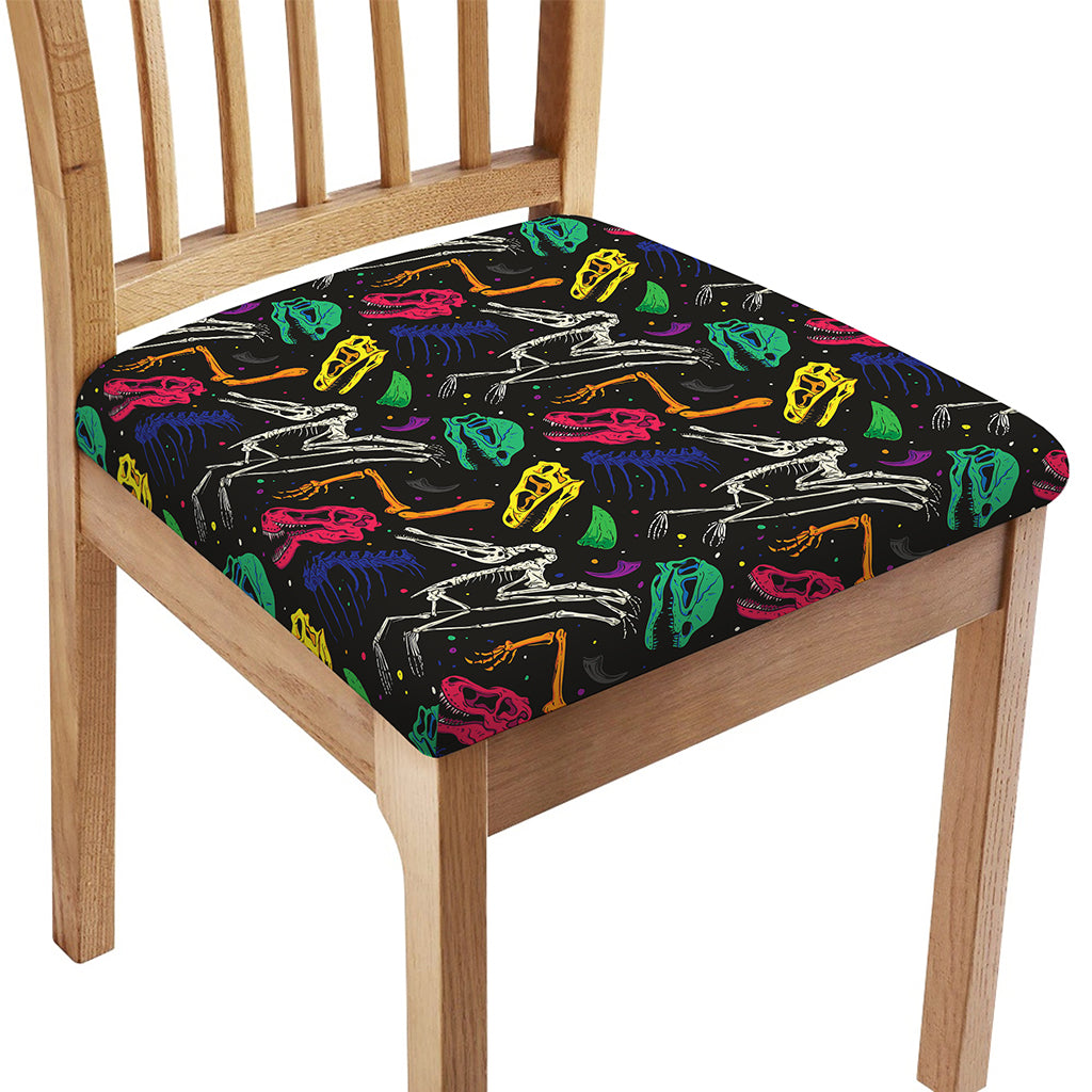Colorful Dinosaur Fossil Pattern Print Chair Cushion Cover