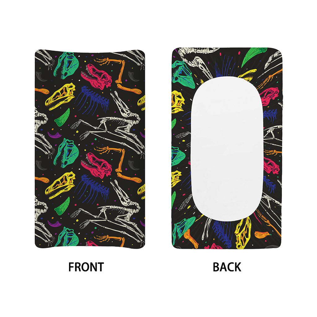 Colorful Dinosaur Fossil Pattern Print Changing Pad Cover