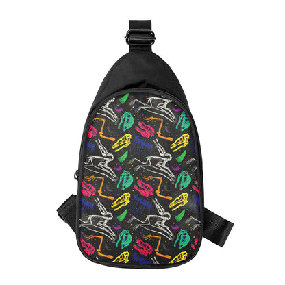 Colorful Dinosaur Fossil Pattern Print Chest Bag