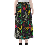 Colorful Dinosaur Fossil Pattern Print Chiffon Maxi Skirt