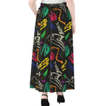 Colorful Dinosaur Fossil Pattern Print Chiffon Maxi Skirt