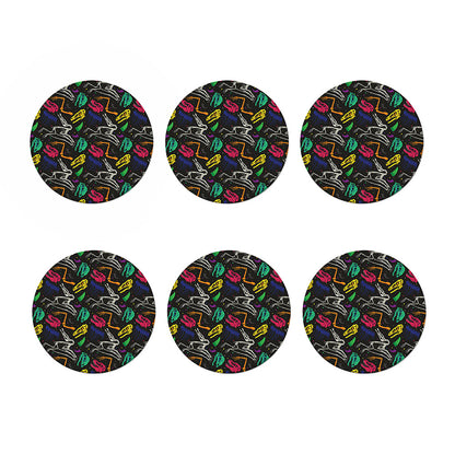 Colorful Dinosaur Fossil Pattern Print Coaster Set