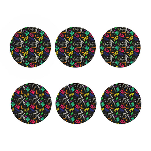 Colorful Dinosaur Fossil Pattern Print Coaster Set