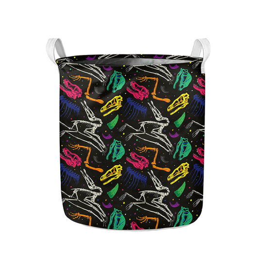 Colorful Dinosaur Fossil Pattern Print Collapsible Laundry Basket