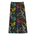 Colorful Dinosaur Fossil Pattern Print Cotton Front Slit Maxi Skirt